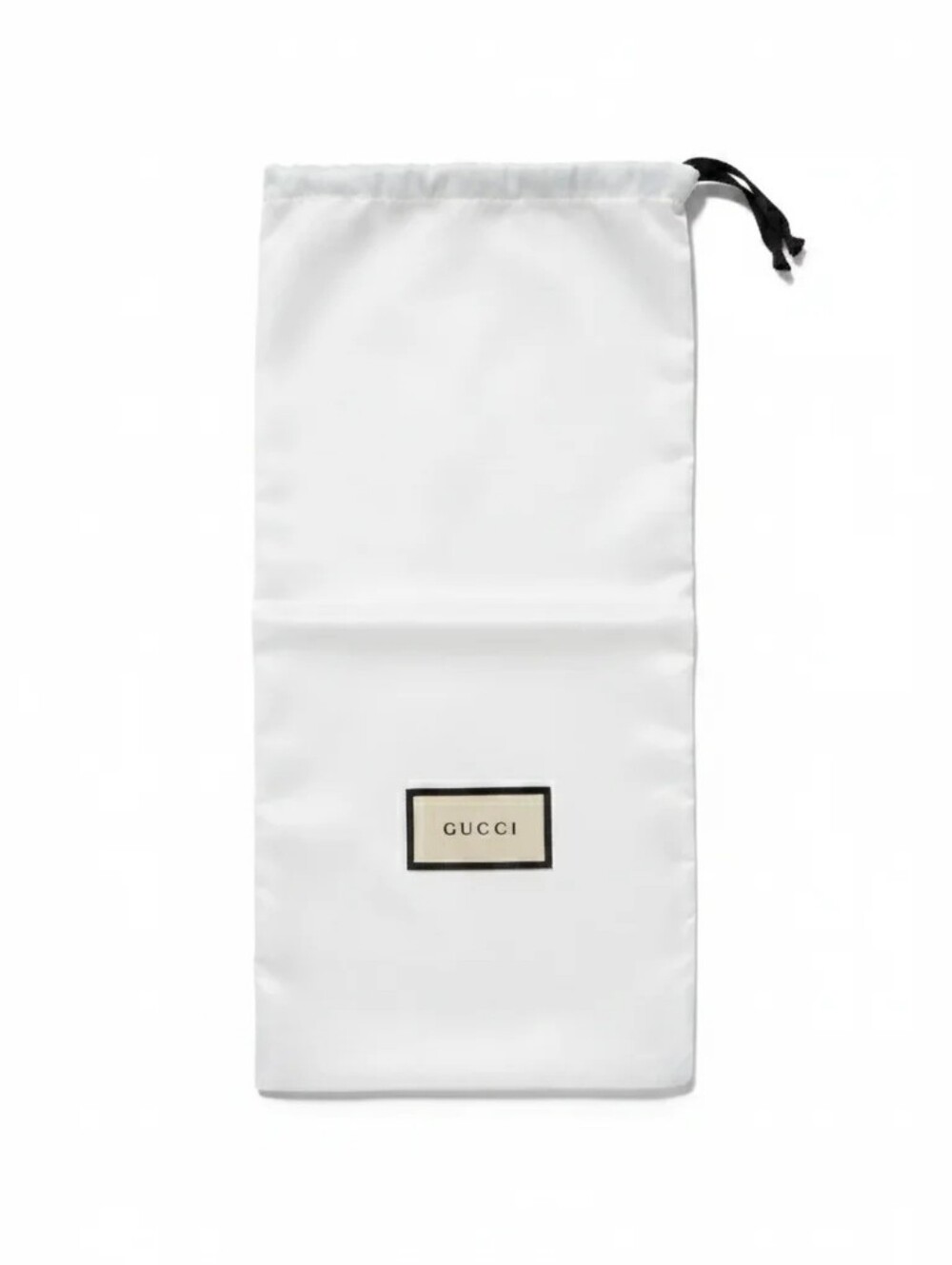 Gucci White Satin Drawstring Dustbag Pouch with Black Tie Authentic